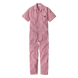 D-7102 LIGHT STRETCH HICKORY JUMPSUITS 20.レッド