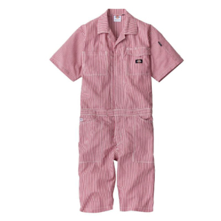 D-7104 LIGHT STRETCH HICKORY JUMPSUITS SHORT 20.レッド